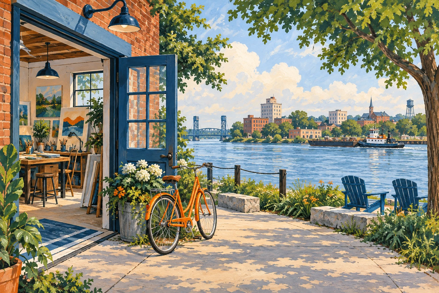 Imagined riverfront neighborhood in northwest Ohio